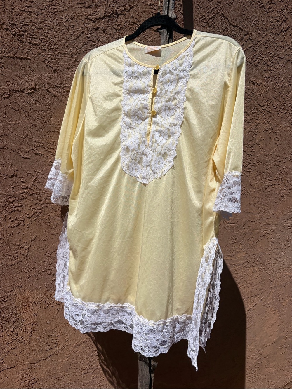 Vintage Coquette Pale Yellow Boudoir Nightie Peignoir Robe